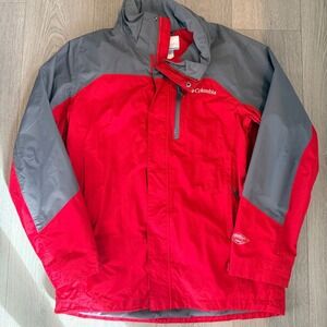 Columbia Interchange Jacket Men's Red Gray Size M Waterproof Rain Jackey